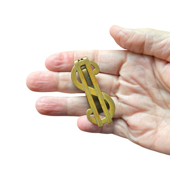 Antique Brass Dollar Sign Money Clip - Picture 2 of 5